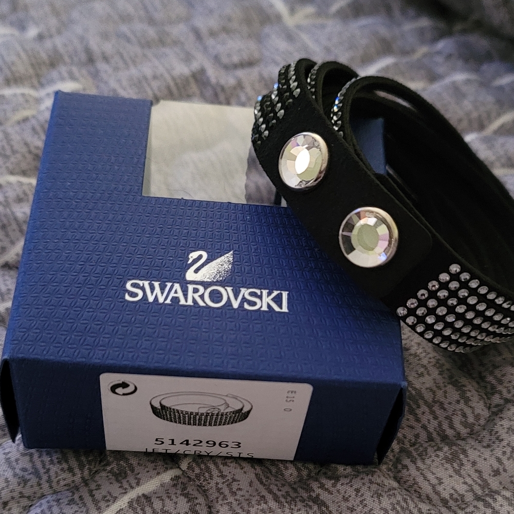 Swarovski Slake Black 2 in 1 Suede Wrap Bracelet - Medium